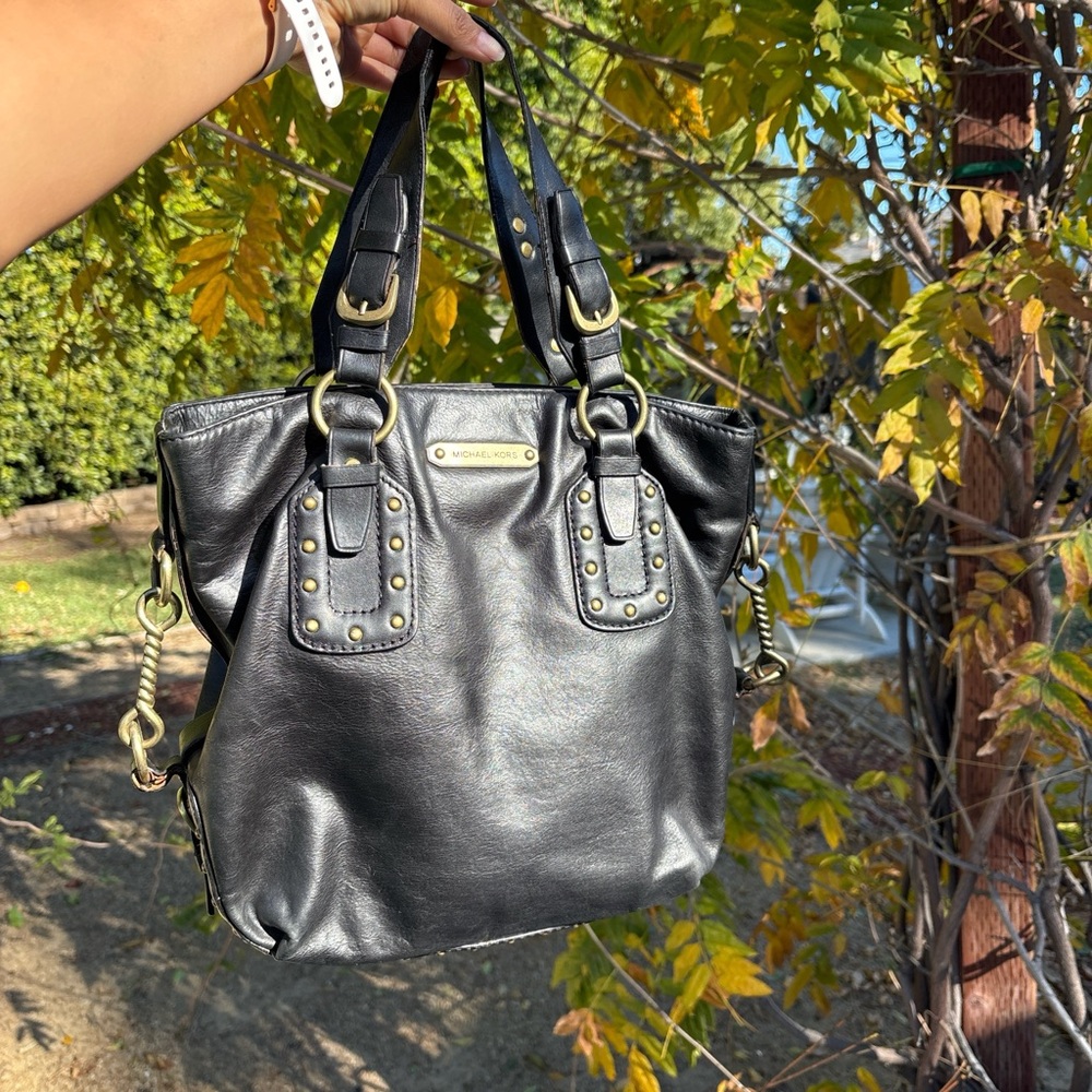 Michael Kors Black Studded Leather Tote
